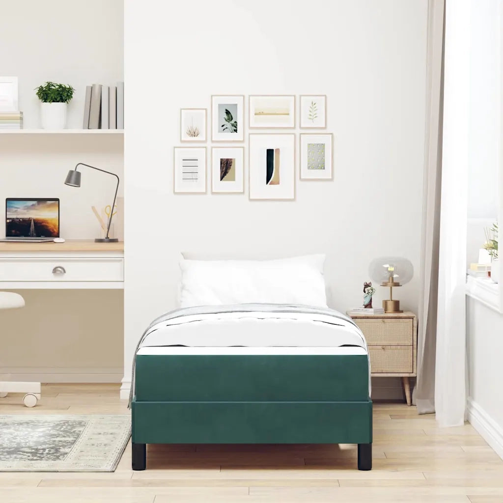 Letto a molle con materasso-Struttura Letto con Materasso Verde Scuro 100 x 200 cm Tessuto
