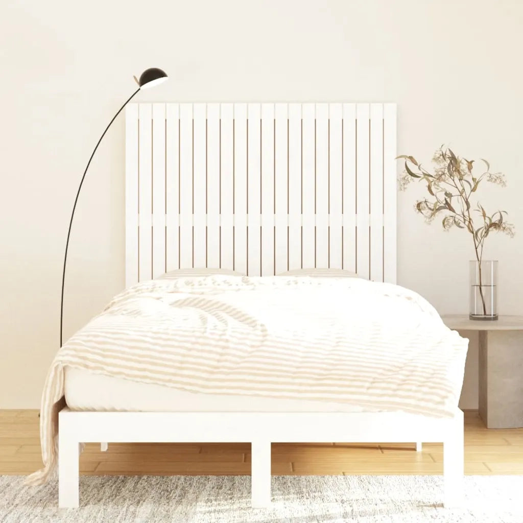 Testiera | Testata da Parete Bianca 127,5x3x110 cm Legno Massello di Pino