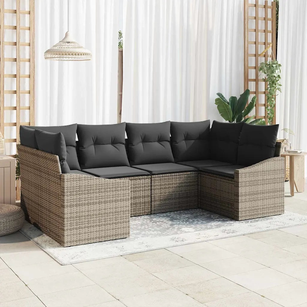 Set Divano da Giardino 6 pcs Grigio polyrattan 3355528