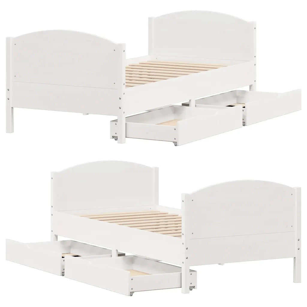 Giroletto senza Materasso Bianco 100x200 cm Legno Massello Pino 3301804