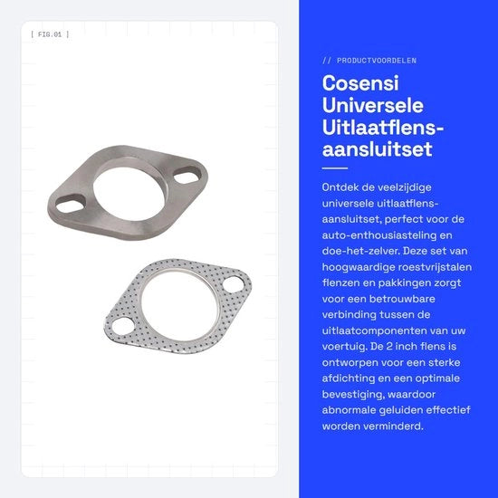 Uscita di Scarico Flessibile Universale in Acciaio Inossidabile - 2 Pollici - 2 Connettori - Aderente - Universale - Miglioramento del Comfort di Guida - Connettore di Uscita di Scarico