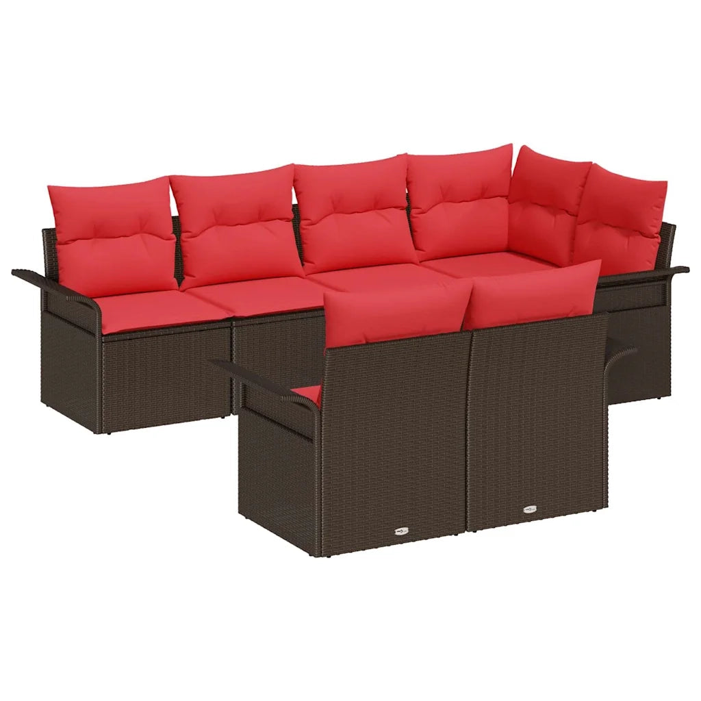 Set Divano da Giardino con cuscino 7 pcs Marrone Poly Rattan 3354073