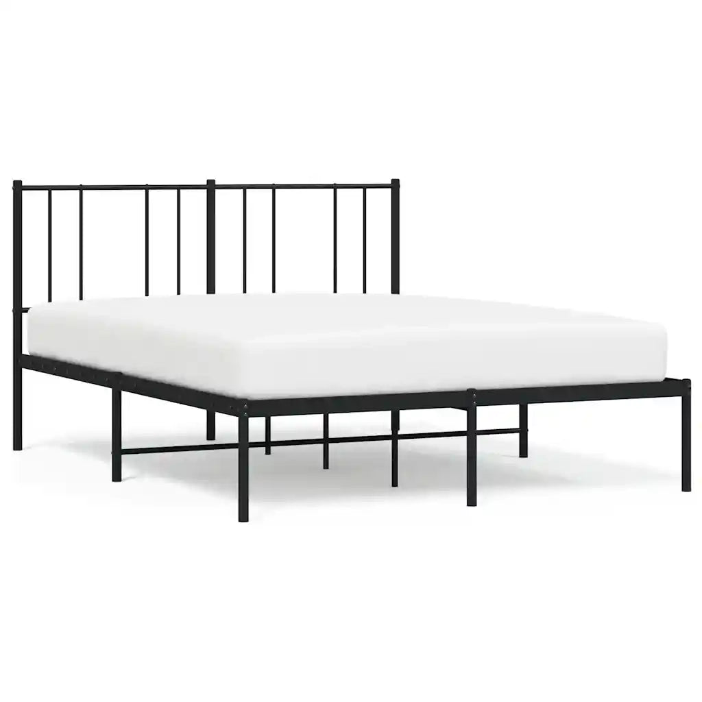 Letto matrimoniale | Letto per adulti | Giroletto con Testiera in Metallo Nero 160x200 cm