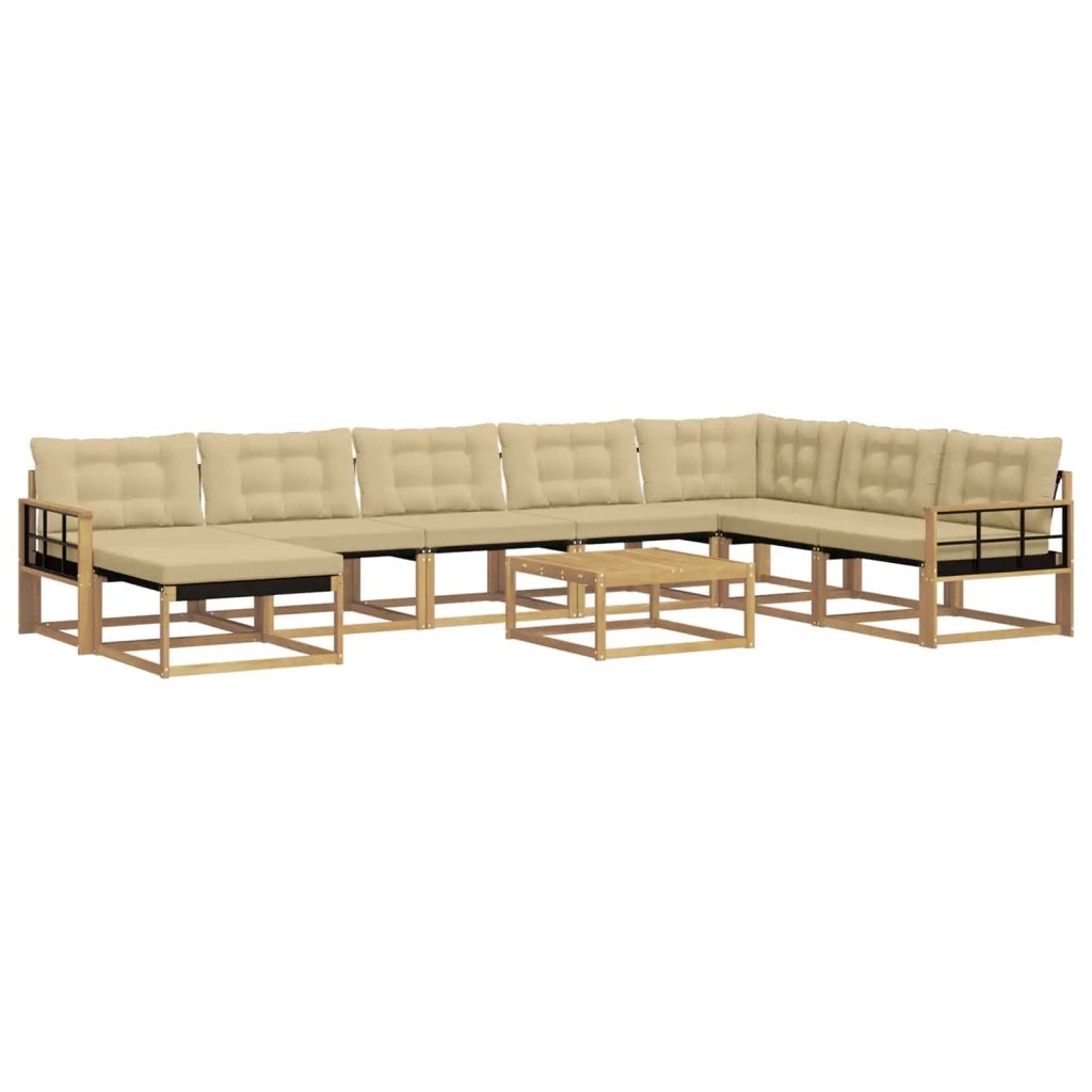 Set di divani da esterno 9 pcs Bianco e Beige 3389003