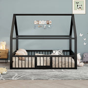 Letto Singolo in Metallo per Bambini ¨C Xylo ¨C Nero, 140x200 cm, Senza Materasso