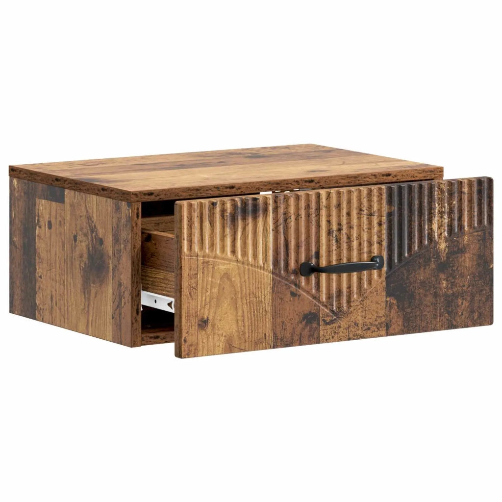 Set di 2 Comodini | Armadio da Notte | Mobiletto da notte a muro Legno antico 49 x 34,5 x 20 cm