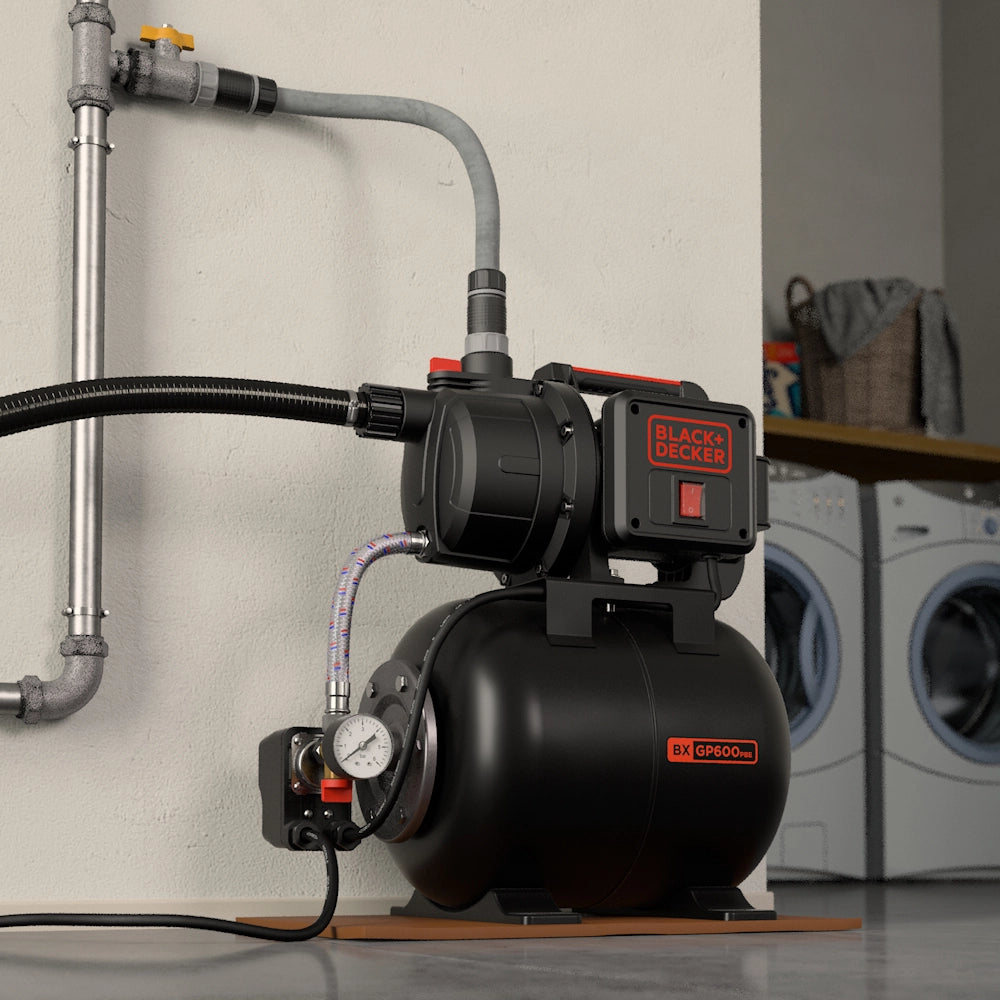 BLACK+DECKER BXGP600PBE Pompa Autoadescante con Serbatoio per Acque Chiare (600 W, Portata max. 3.100 l/h, Prevalenza max. 35 m)