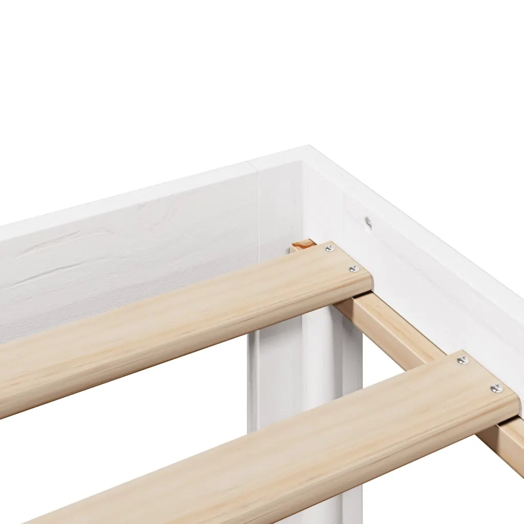 Letto Libreria senza Materasso-Struttura Letto con contenitore Bianco 135x190 cm Legno di Pino 987490