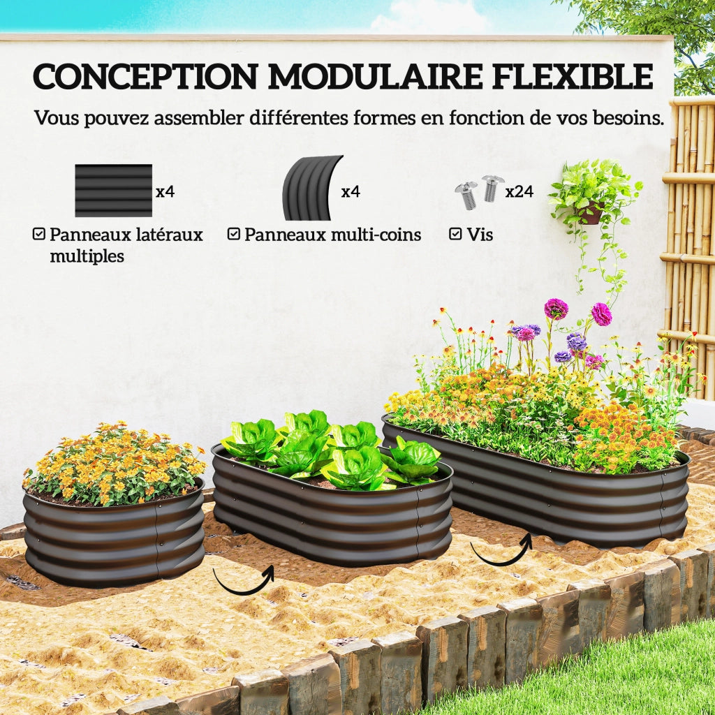 Fioriera rialzata modulare da giardino ¨C Xylo ¨C acciaio grigio 150x62x30 cm