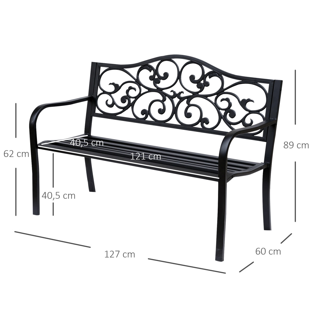 Panchina da giardino 3 posti ¨C Xylo ¨C metallo nero 127x60x85 cm