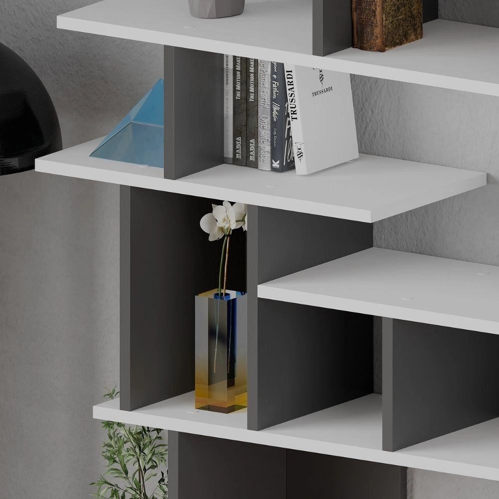(2c) Libreria design Apollon bianco antracite