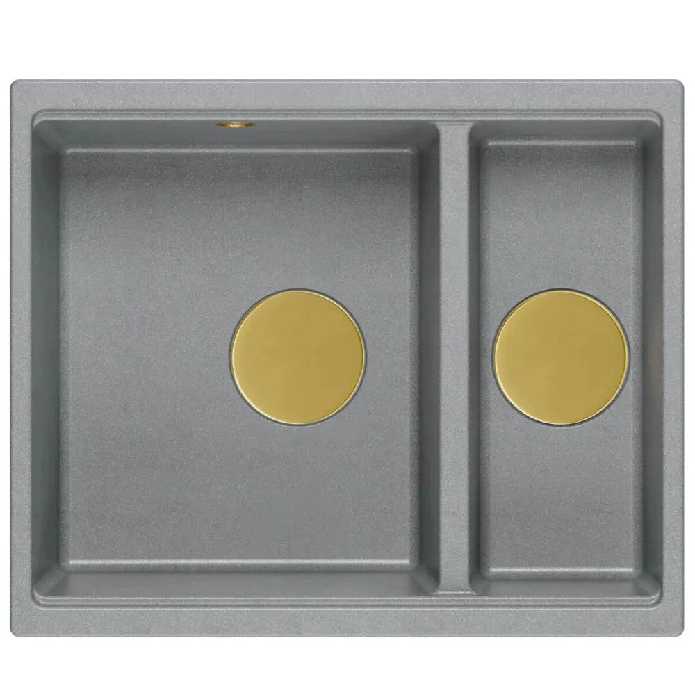Lavello In Granito Logan 150 Grey Metallic Tappo acciaio