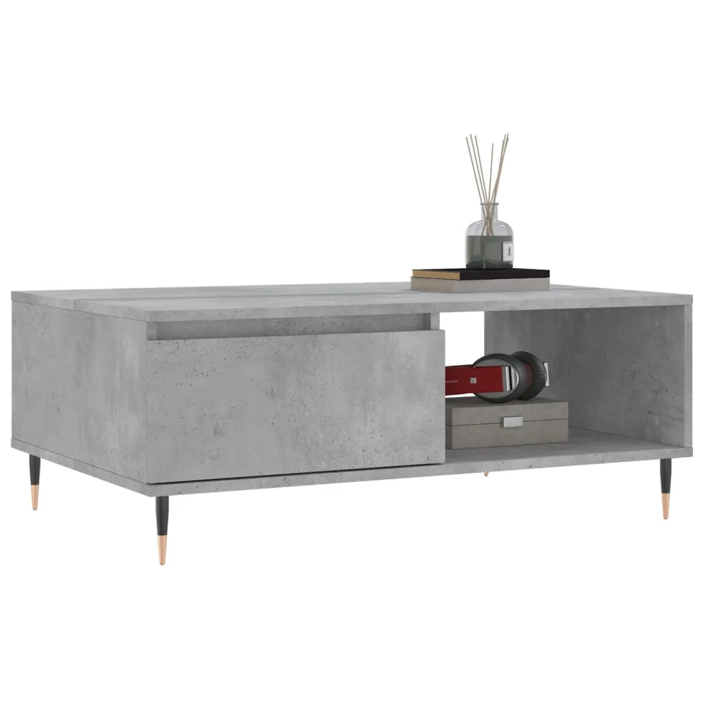 Tavolino da Salotto-Tavolino da soggiorno-Tavolo Grigio Cemento 90x60x35cm Legno Multistrato 942204