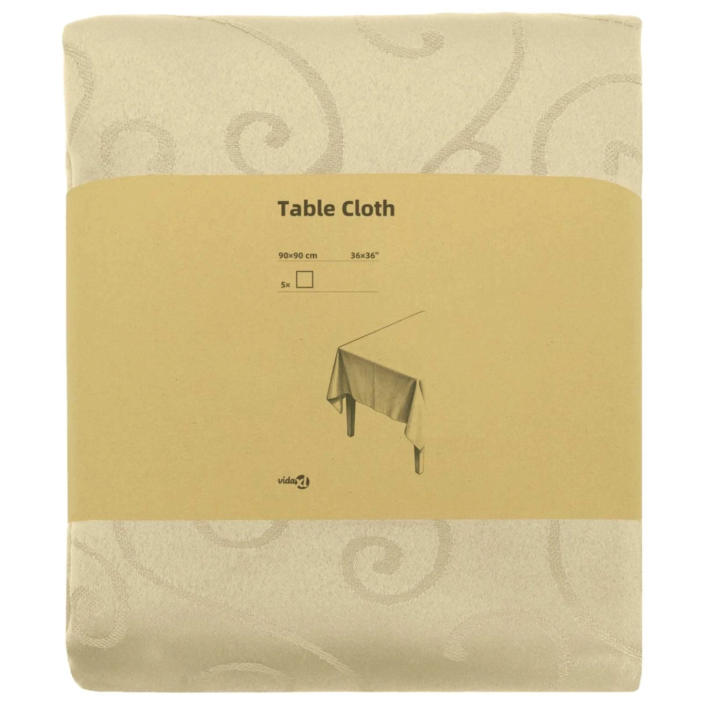 Tovaglia da Tavolo 5 pz Quadrato Bianco Crema 90 x 90 cm 42040412