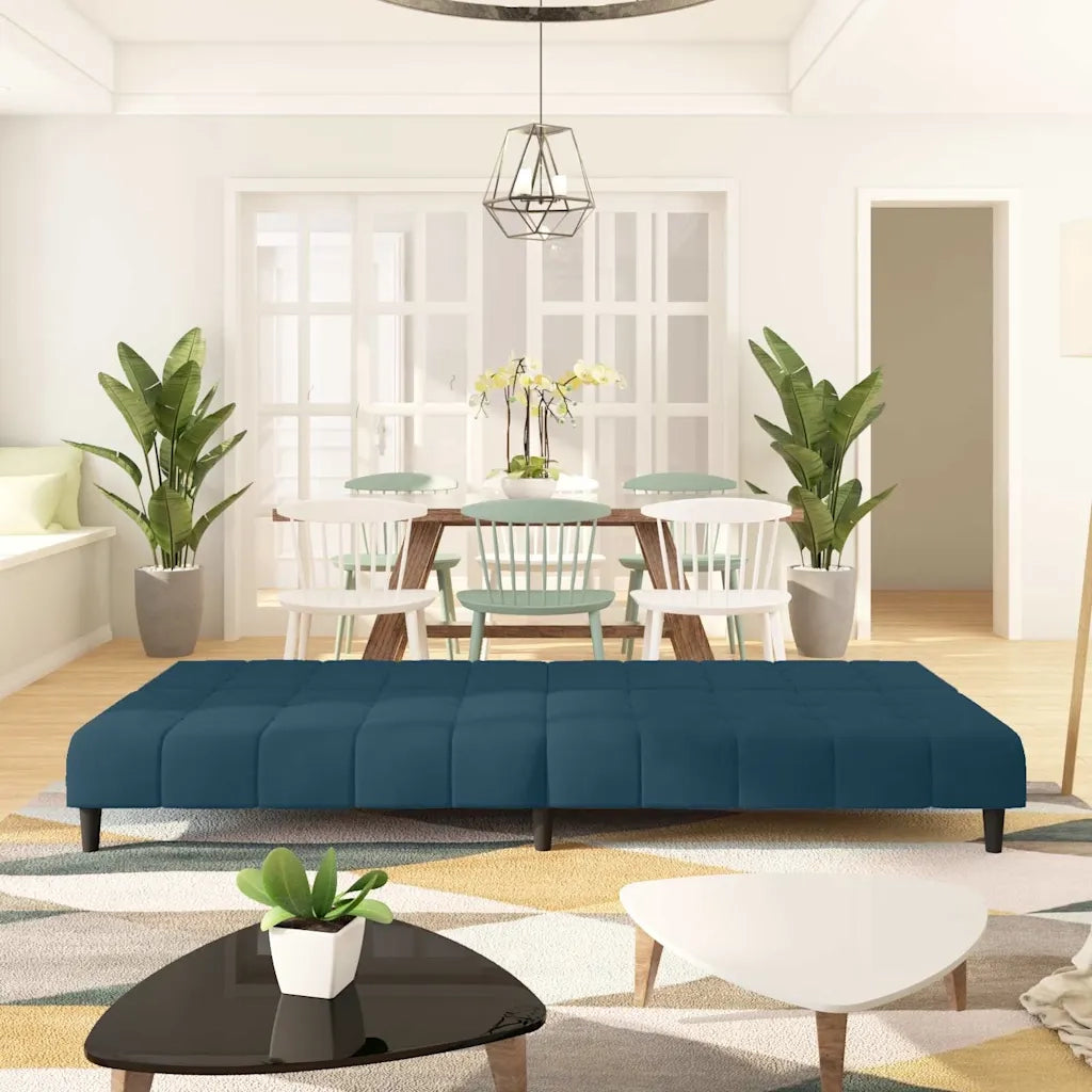 Divano Letto a 2 Posti Blu in Velluto 375762