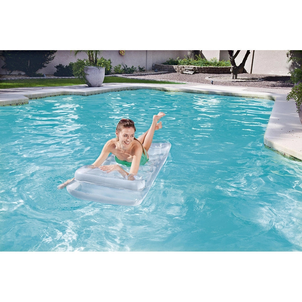 Trade Shop - Materasso Gonfiabile 188x71cm Argentato Trasparente Con Cuscino Per Piscina Lago 43024 -