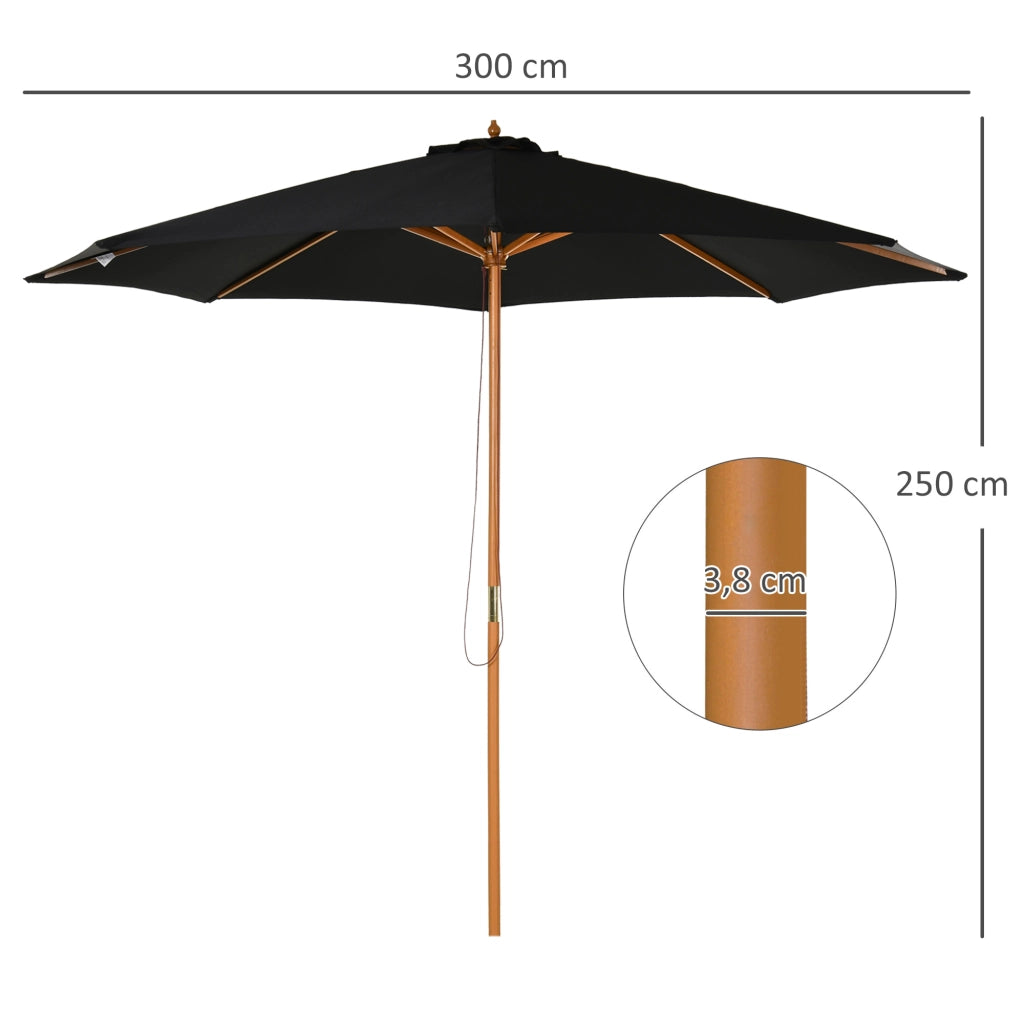 Ombrellone da giardino ?300 cm ¨C Xylo ¨C con sistema a carrucola e palo smontabile, nero