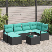 Set di divani con cuscino 7 pcs Nero polyrattan 3346466
