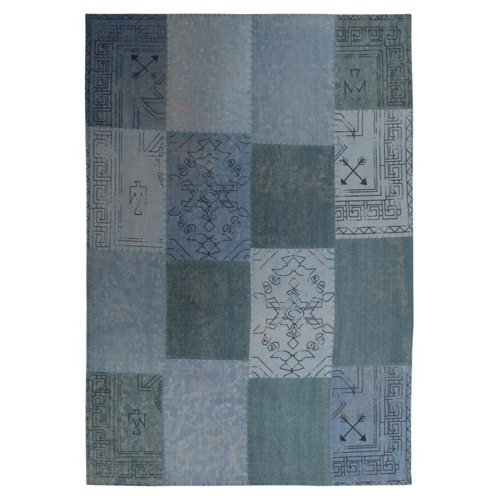 Tappeto Lyrical Patchwork in Cotone Blu Vintage
