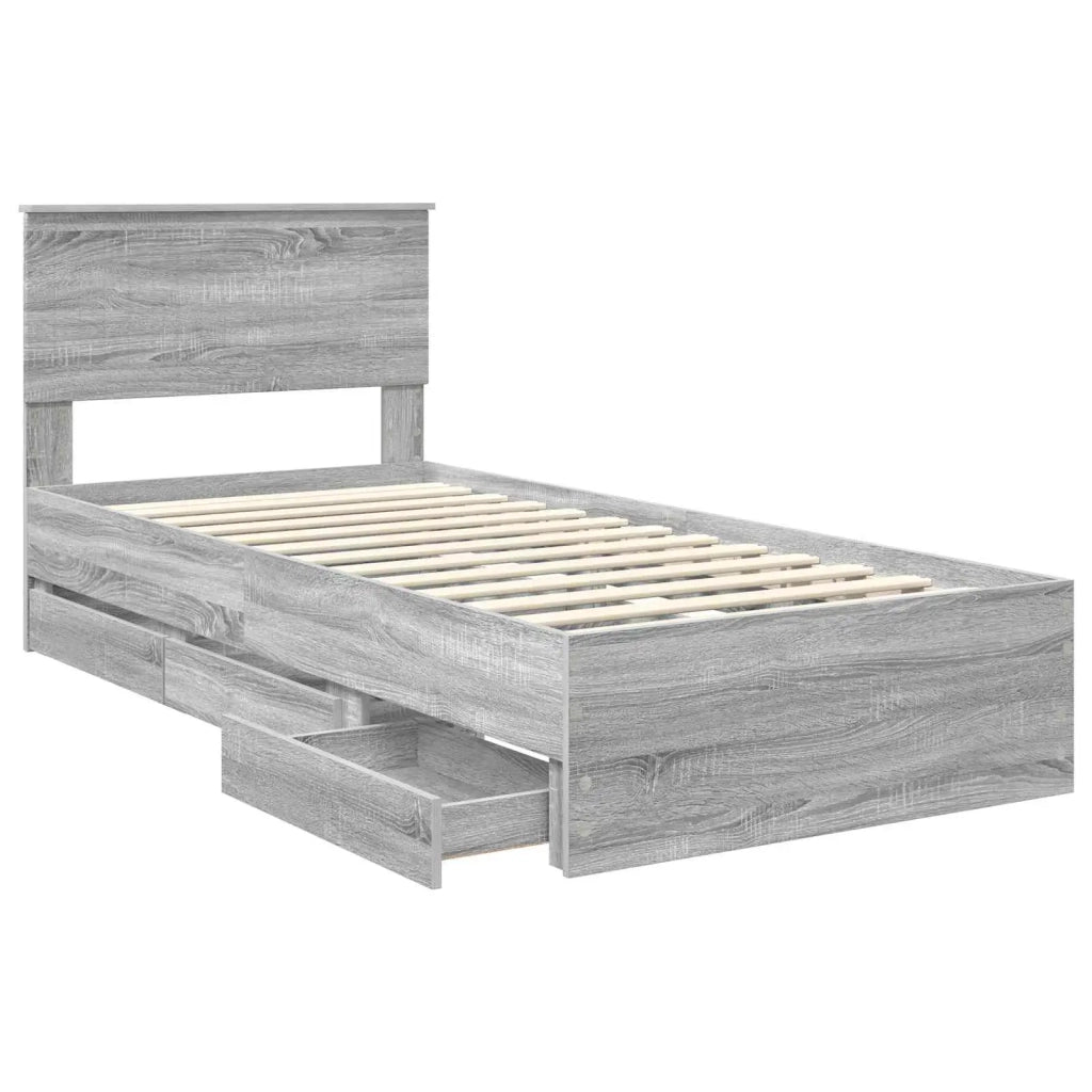 Letto singolo | Letto per adulti | Struttura del letto Grigio Sonoma Legno Ingegnerizzato