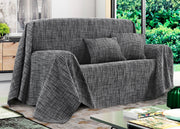 Telo Arredo Copridivano Multiuso Copritutto Misto Cotone Modello Multirighe - 180x260 - Carbone