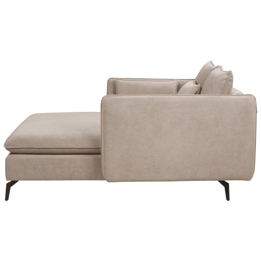 Chaise Lounge Grigio Tortora Poliestere Tessuto Imbottito Braccioli Cuscino Schienale Design Moderno Soggiorno Simmetrico