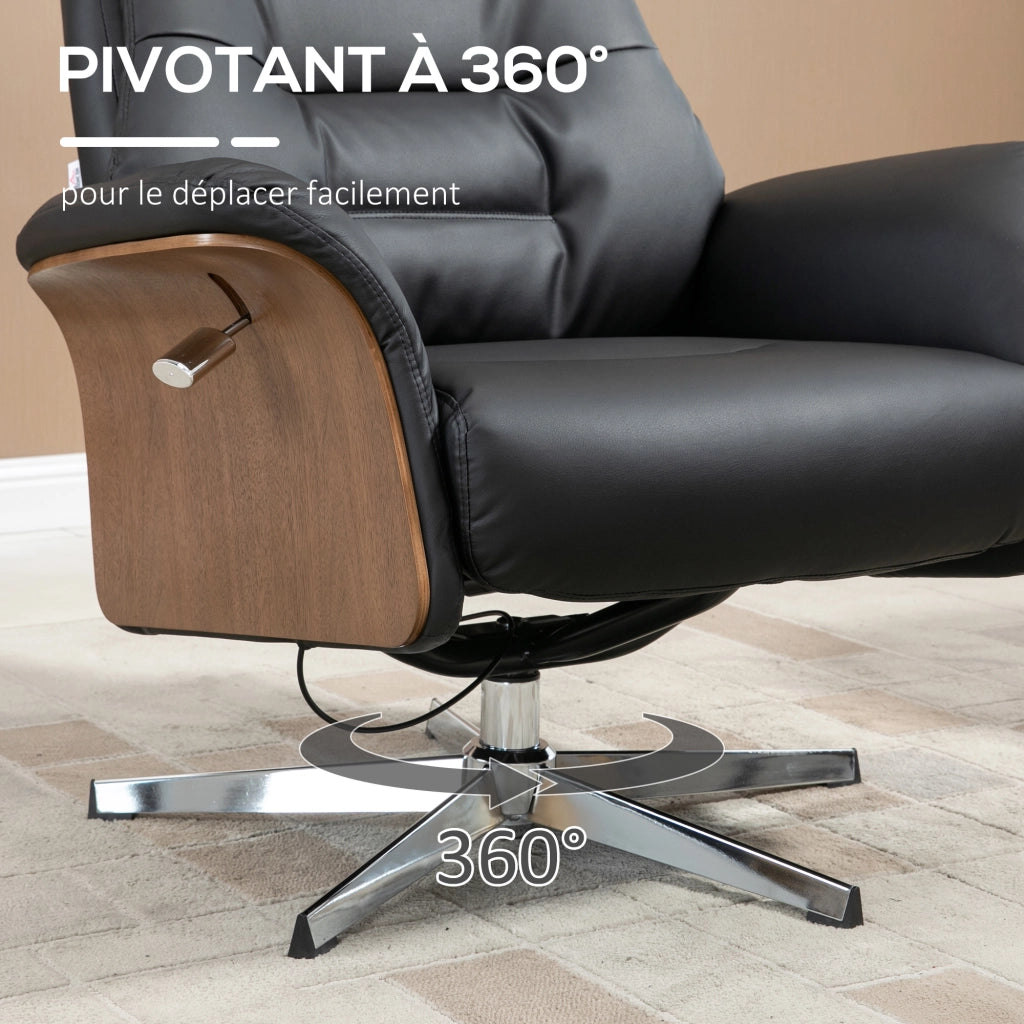 Poltrona Relax Reclinabile con Poggiapiedi ¨C Minimal ¨C Nero 80x84x108cm