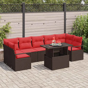 Set Divano da Giardino con cuscino 8 pcs Marrone Poly Rattan 3357517
