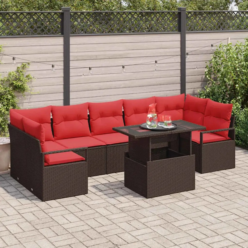 Set Divano da Giardino con cuscino 8 pcs Marrone Poly Rattan 3357517