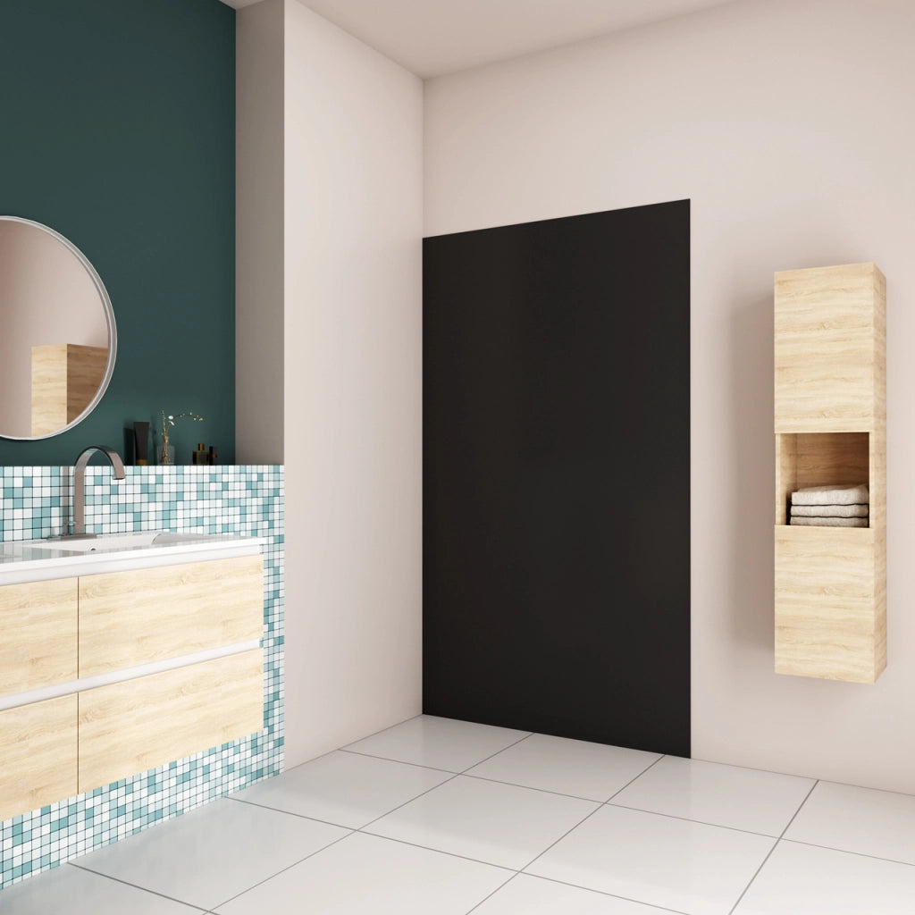 120x210 cm Pannello Doccia Realizzato in Alluminio Spessore 3mm con Profili Finitura Nero Opaco per Rivestimento Parete Bagno