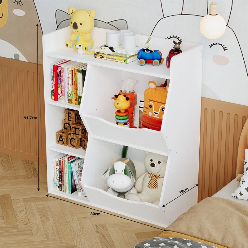 Libreria, mobiletto, contenitore per giocattoli, libri e giornali, 5 scomparti, stile loft