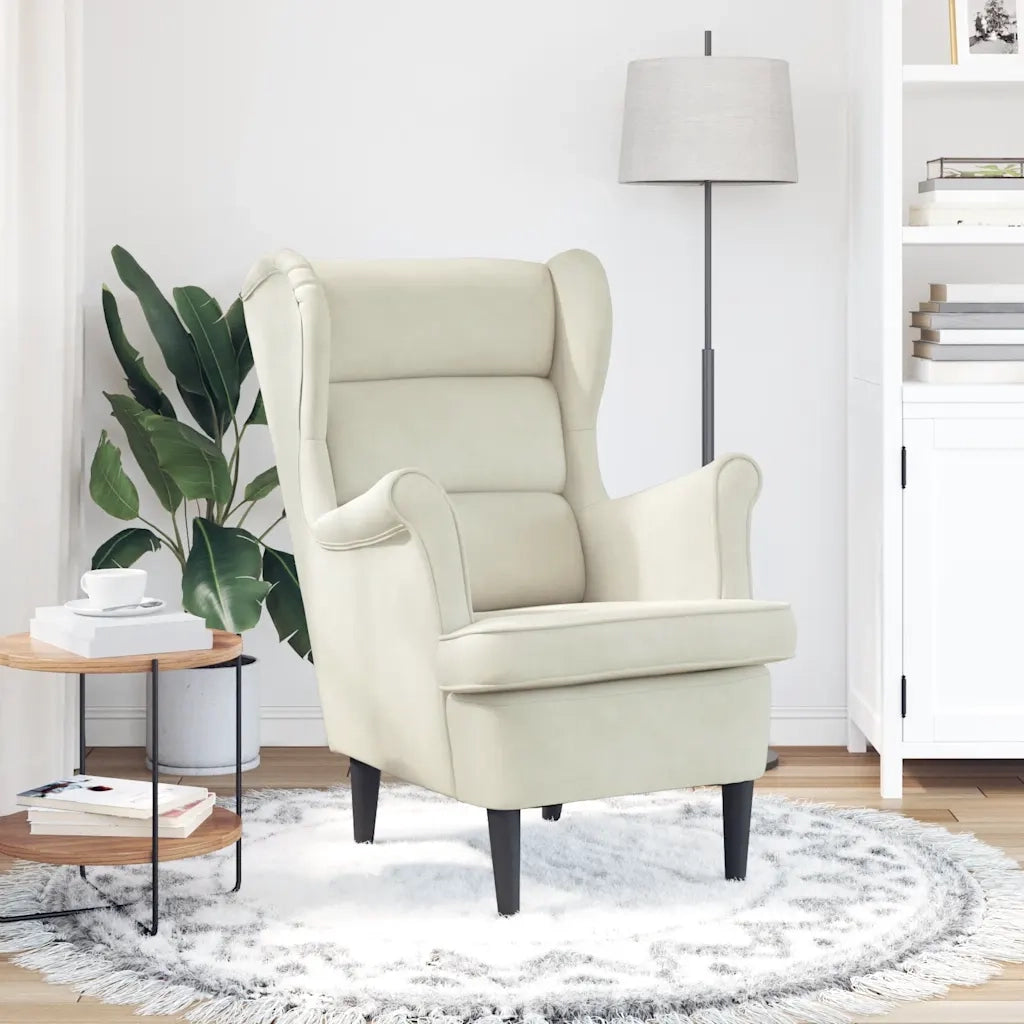 Poltrona Bianco Crema in Velluto 324068