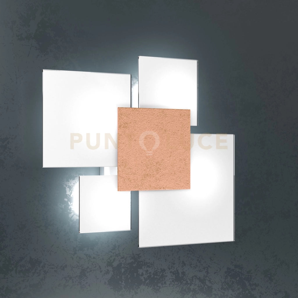 UPGRADE-45 APPLIQUE-PLAFONIERA 4 LUCI FOGLIA RAME 1148-45-FR