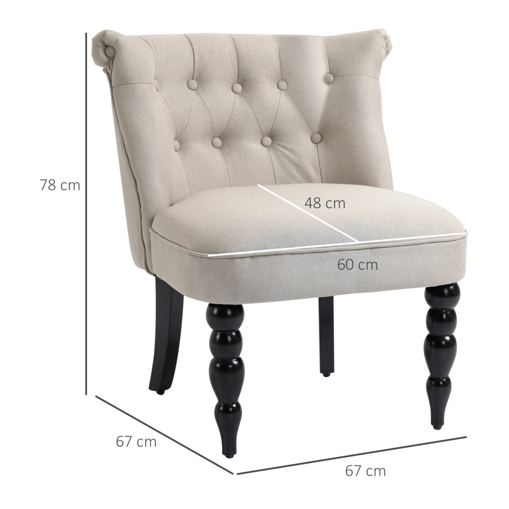 Poltrona Relax Vintage in Tela Beige con Gambe in Legno ¨C zephmum ¨C 100x80x90