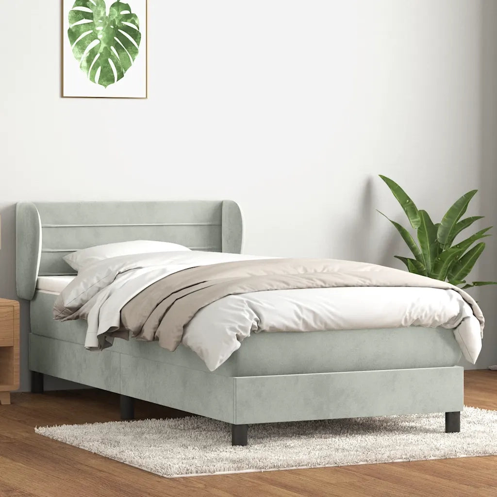 Giroletto a Molle con Materasso Grigio Chiaro 80x210 cm Velluto 3317589