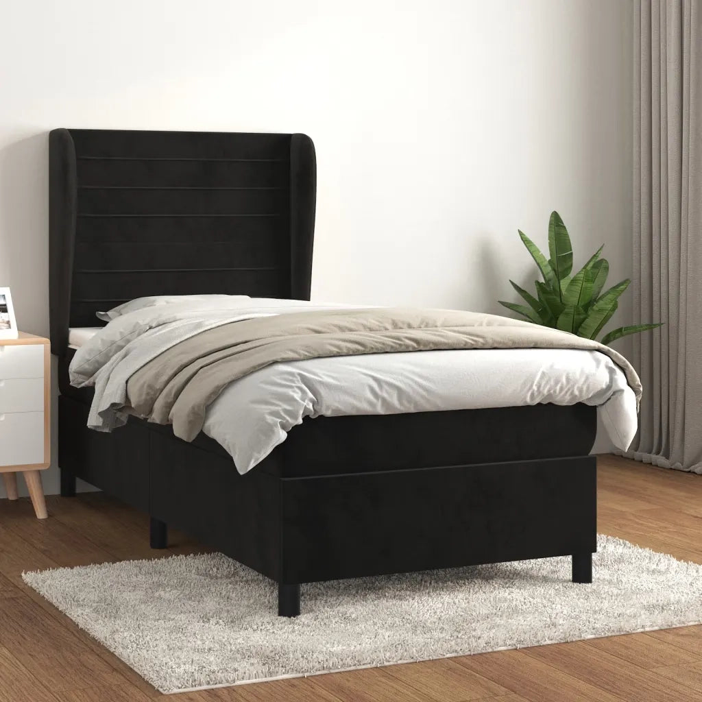Giroletto a Molle con Materasso Nero 90x190 cm in Velluto 3129245
