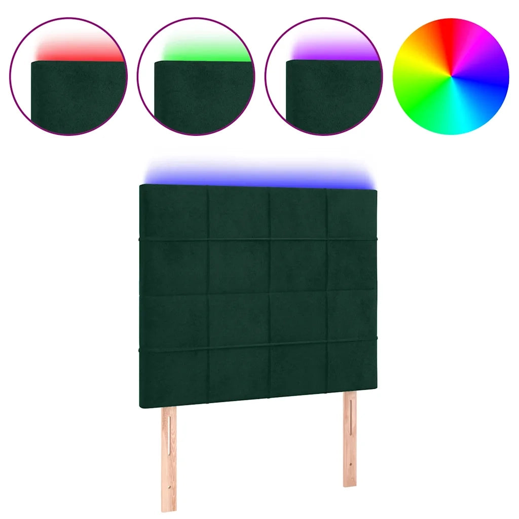 Testiera | Testata a LED verde Scuro 80x5x118/128 cm in Velluto
