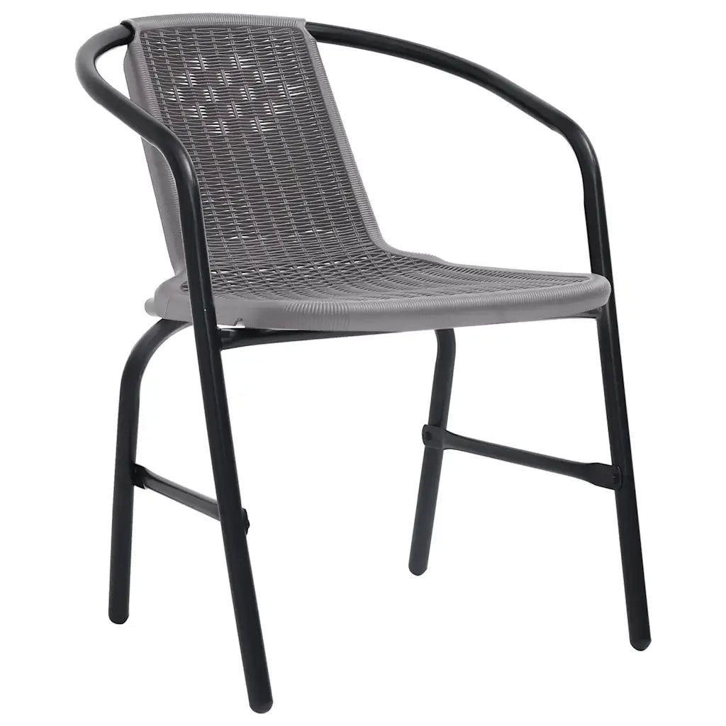 Sedie da Giardino 4 pz Nere Plastica Stile Rattan Acciaio 110kg 312495