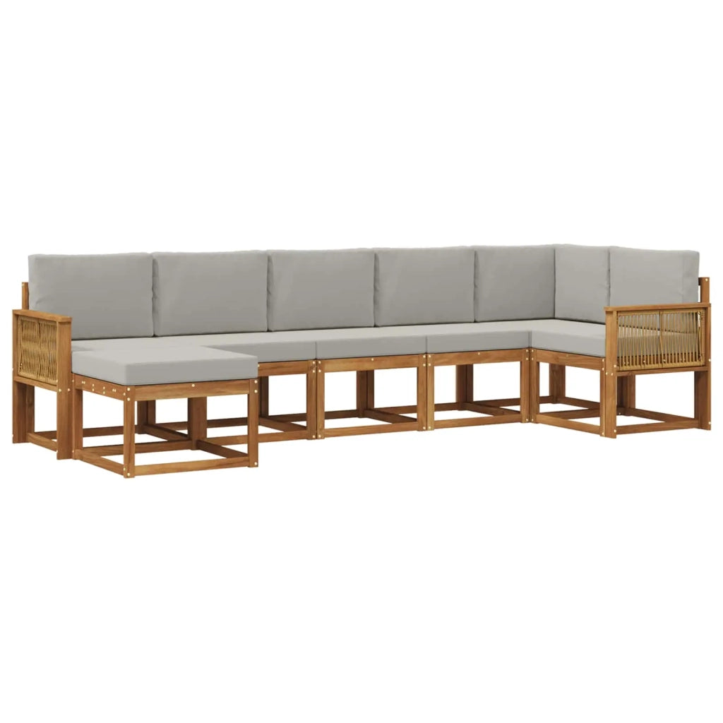 Set di divani da esterno 7 pz Naturale e Grigio Chiaro 3385397