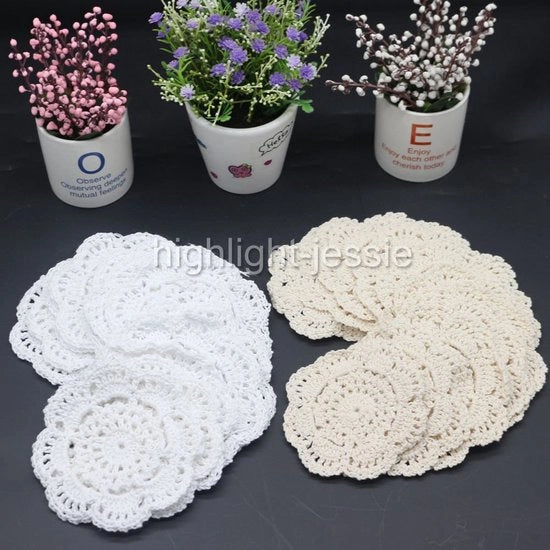 24x sottopiani di base, sottopiani di bordo, tovaglie da tavolo, sottopiani per bicchieri, manufatti a maglia (12 pezzi per colore)