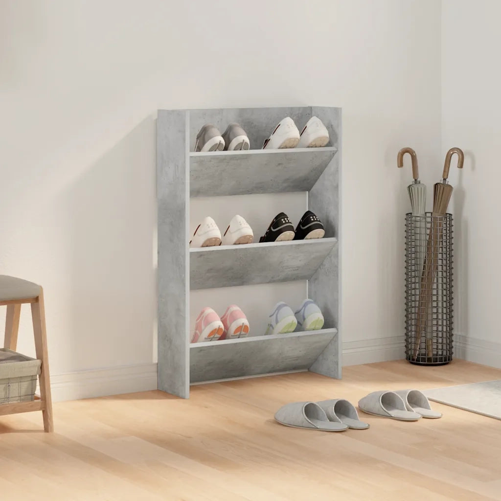 Scarpiera | Mobile per scarpe a Muro Grigio Cemento 60x18x90cm in Legno Multistrato