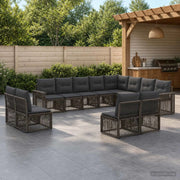 Set Divano da Giardino 12 pz Grigio e Grigio Scuro polyrattan 3435281
