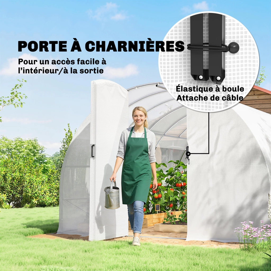 Serra tunnel giardino 24m2 con porte e finestre ¨C zephmum ¨C 295x798x199 cm bianco