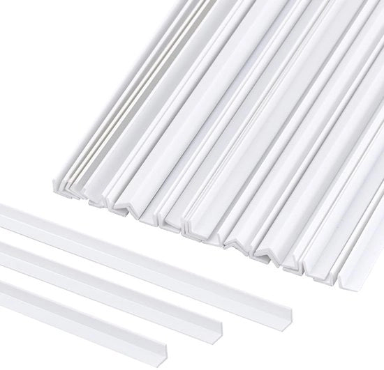 Stecchi rettangolari 30 pezzi - Profili angolari a L - ABS - 252 x 5,5 mm - Decorazioni per modellismo - Resistenti e duraturi