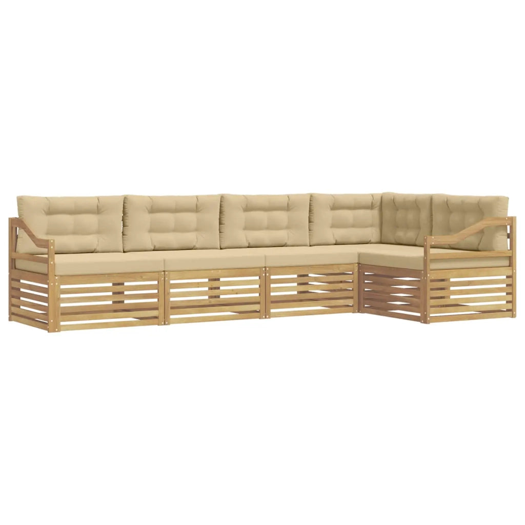 Set di divani da esterno 5 pz Bianco e Beige Poliestere 3390503