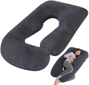 Kit per cuscino per il parto a forma J - copripiuma rimovibile in cotone - 150 x 80 cm - tessuto con velluto in cristallo - duraturo - ambiente da sonno morbido - cuscino per il corpo