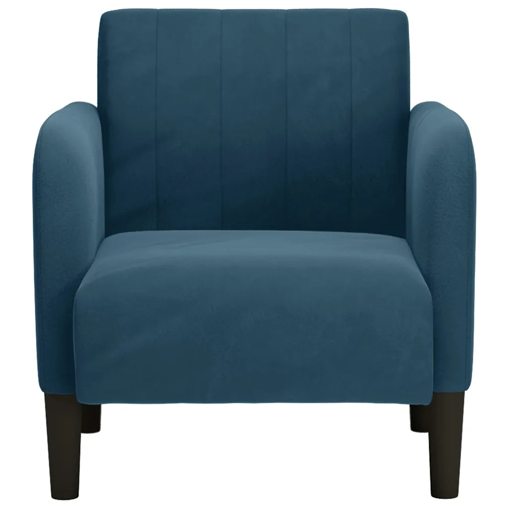Divano Sedia con Braccioli-Poltrona-Sofa Relax Blu 54 cm in Velluto