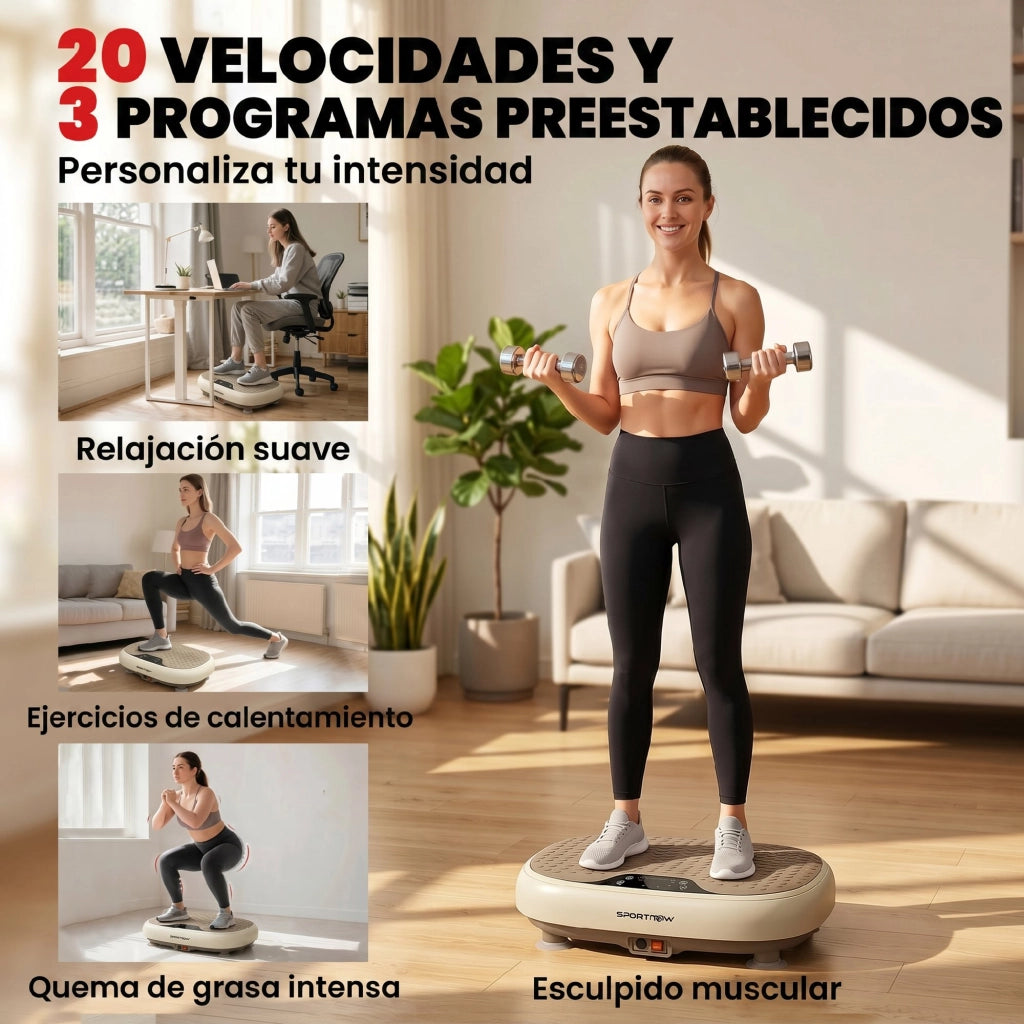 Pedana Vibrante Fitness ¨C Xylo ¨C 20 Livelli di Velocit¨¤, 3 Programmi, Display LED, Telecomando