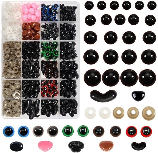 Occhi di Sicurezza in Plastica - 560 Pezzi - Occhi di Natura - Chiavi a Sfera - Occhi Amigurumi - Materiali per Knutselen - Accessori per Pupazzi