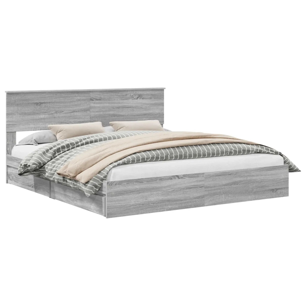 Letto con Contenitore con testiera Grigio Sonoma 180 x 200 cm 3410775